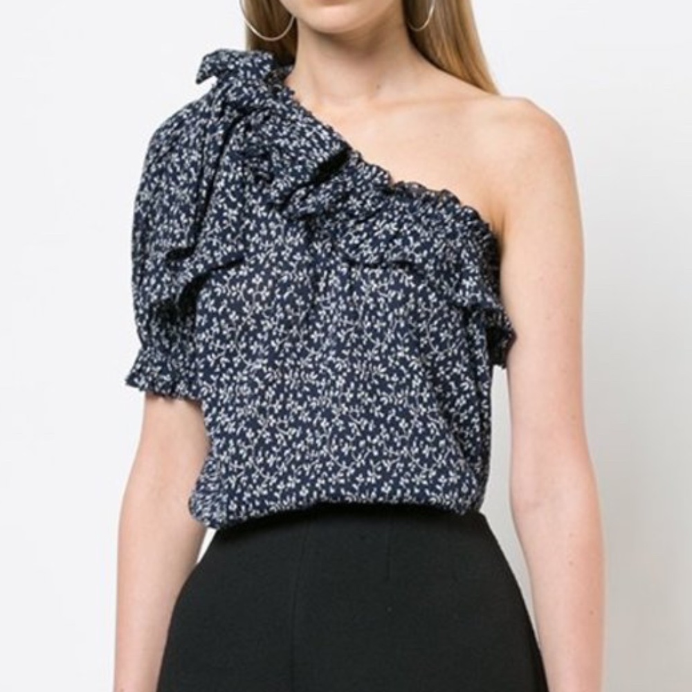 Ulla Johnson • Alene One Shoulder Floral Top in Midnight